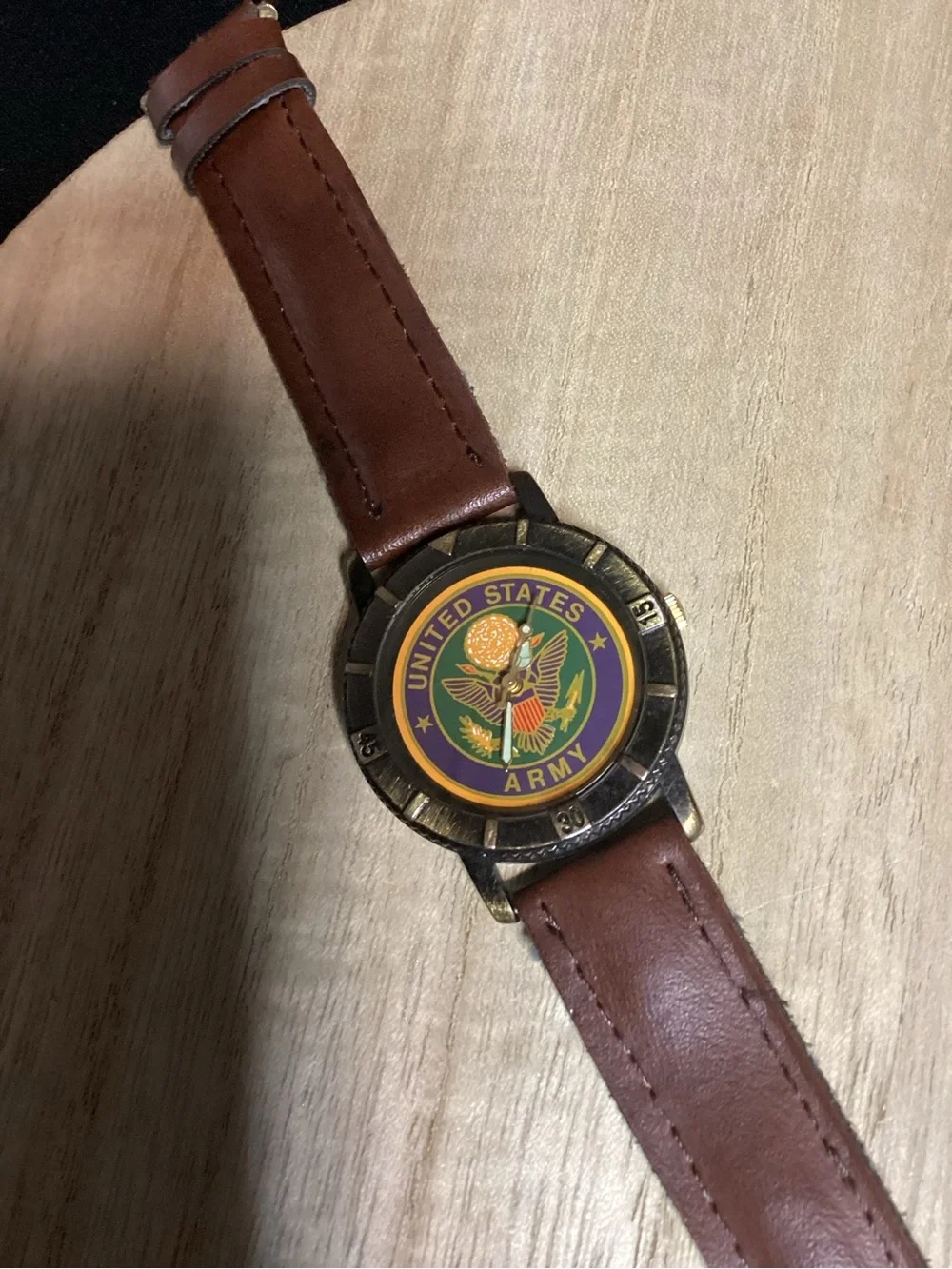 United States Army Brown Leather Strap Watch